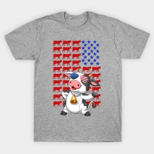 Funny American Flag Cow 4th Of july Independence Day T Shirt T-Shirt